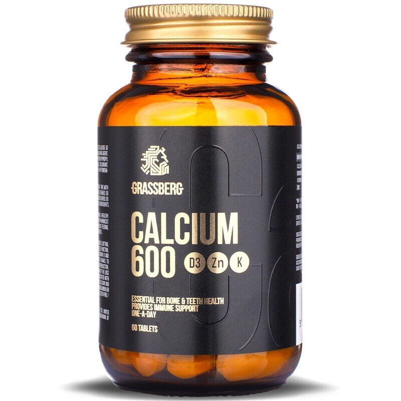 Grassberg Calcium 600+D3+Zn+K - 60 раздели.