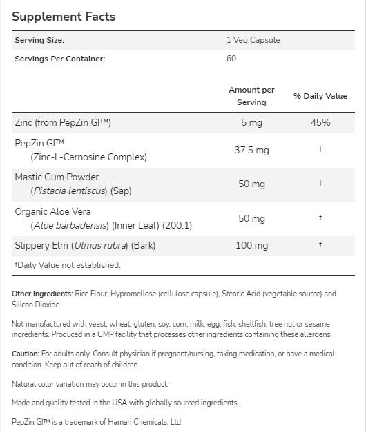 Gastro Comfort ™ с Pepzin GI ™ - 60 капсули