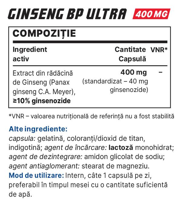 Женшен BP Ultra 400 mg - 30 капсули