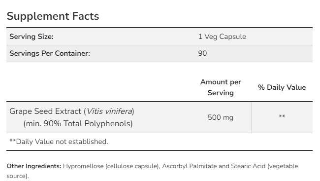 Екстракт от гроздови семена 500 mg Максимална якост - 90 капсули