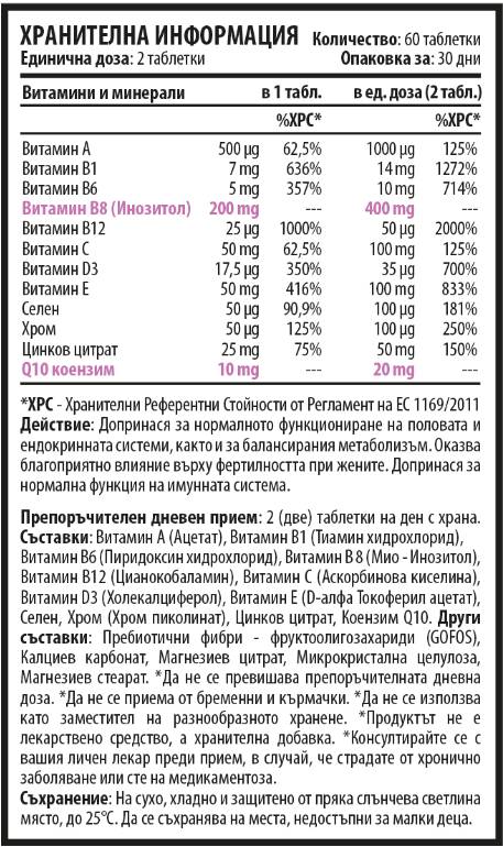 Inovit 365 | Мултивитамини и минерали за жени с коензим Q10 - 60 таблетки