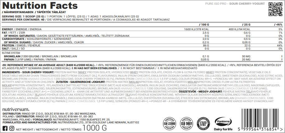 Iso pro pure Whey | Изолат с N -Zyme система - 2000 грама