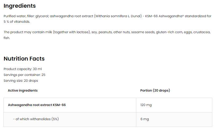 KSM-66 капки Ashwagandha | Екстракт от корен Ashwagandha 30 ml