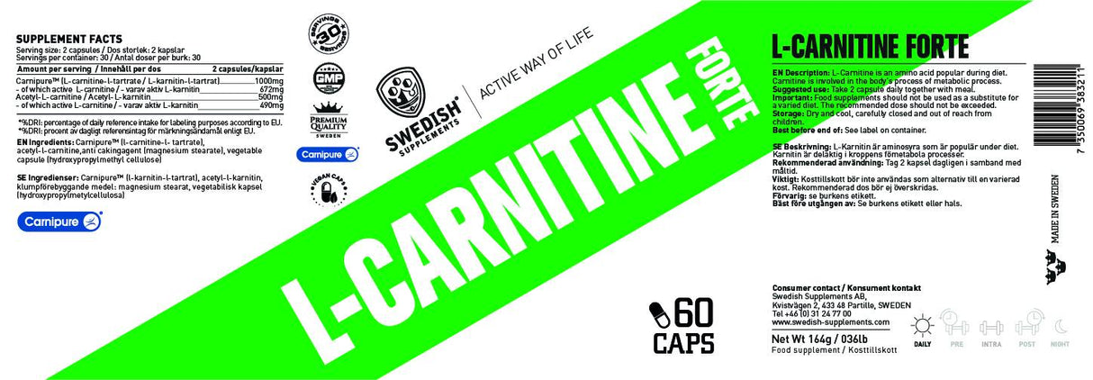 L -карнитин Forte / Carnipure® + ацетил - 60 капсули