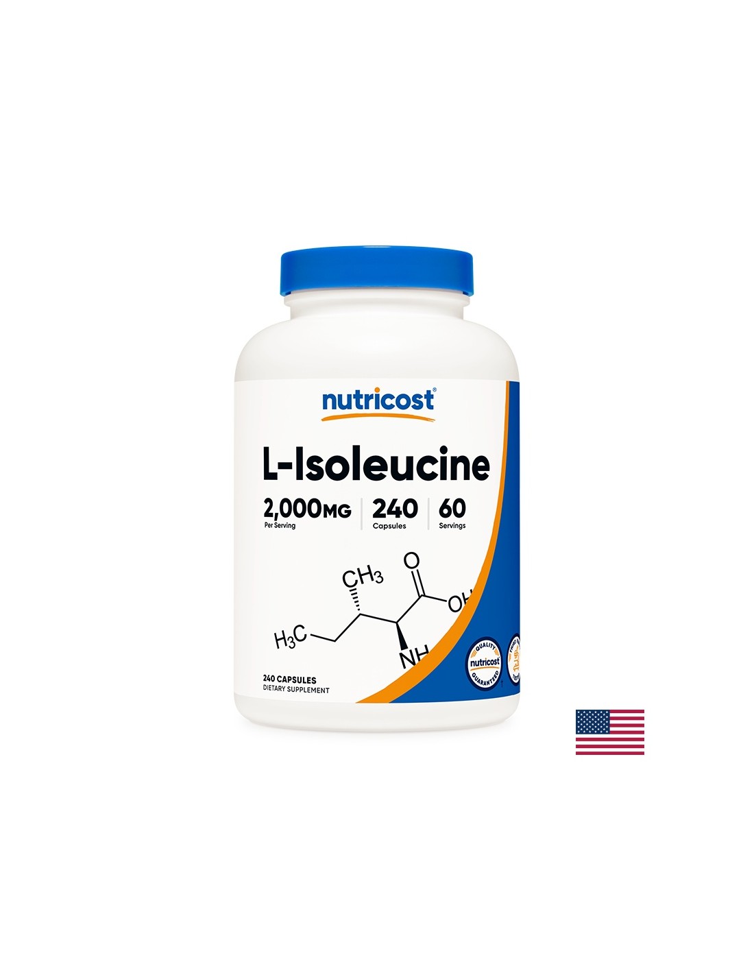 Мускулна маса и издръжливост - L-Isoleucine, 500 mg x 240 капсули <tc>Nutricost</tc>