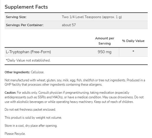 L -tryptophan Powder - 57 грама