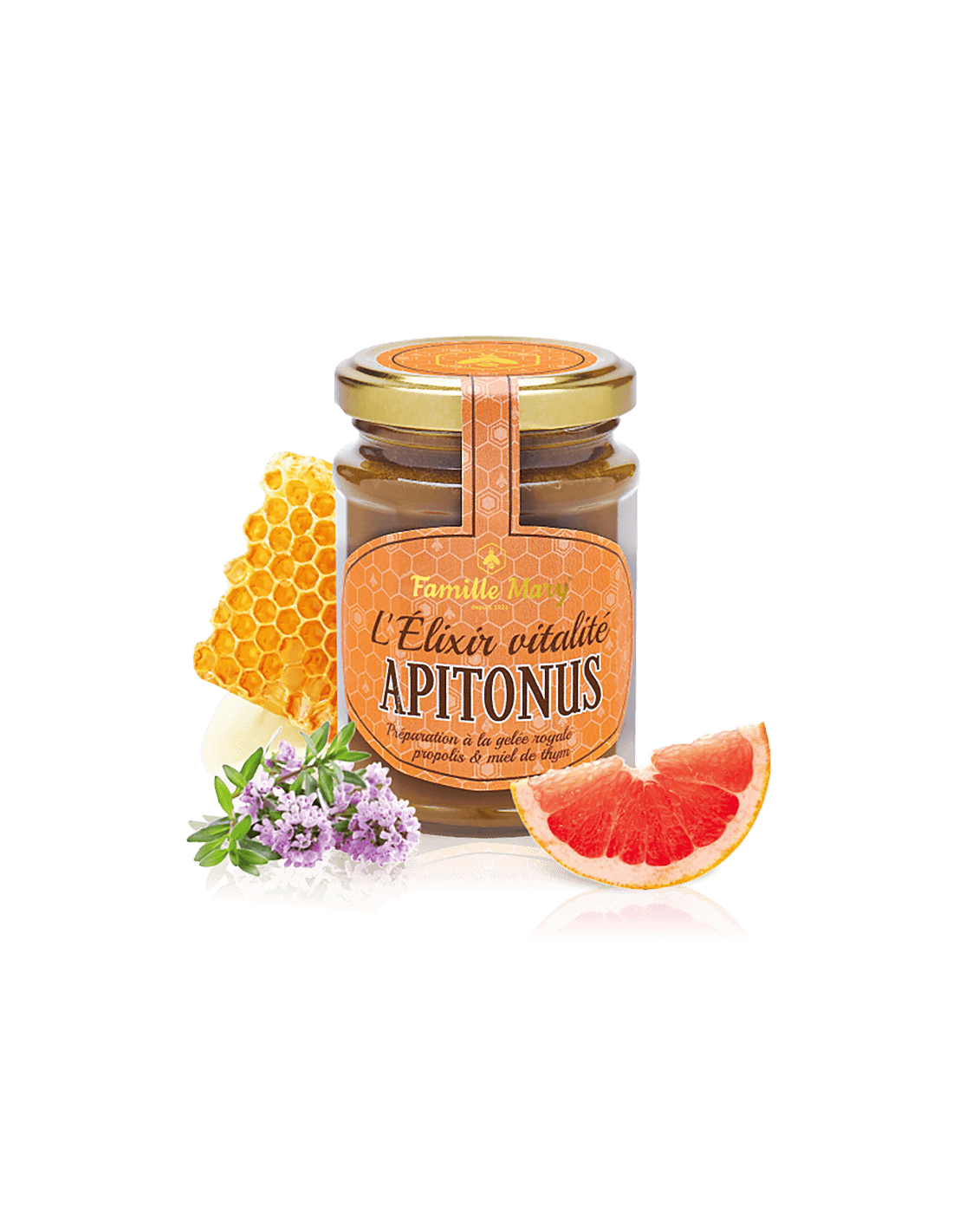 L'élixir Vitalité Apitonus / Apitonus Vital Elixir с кралско желе, прополис и мед от мащерка, 230 g Famille Mary