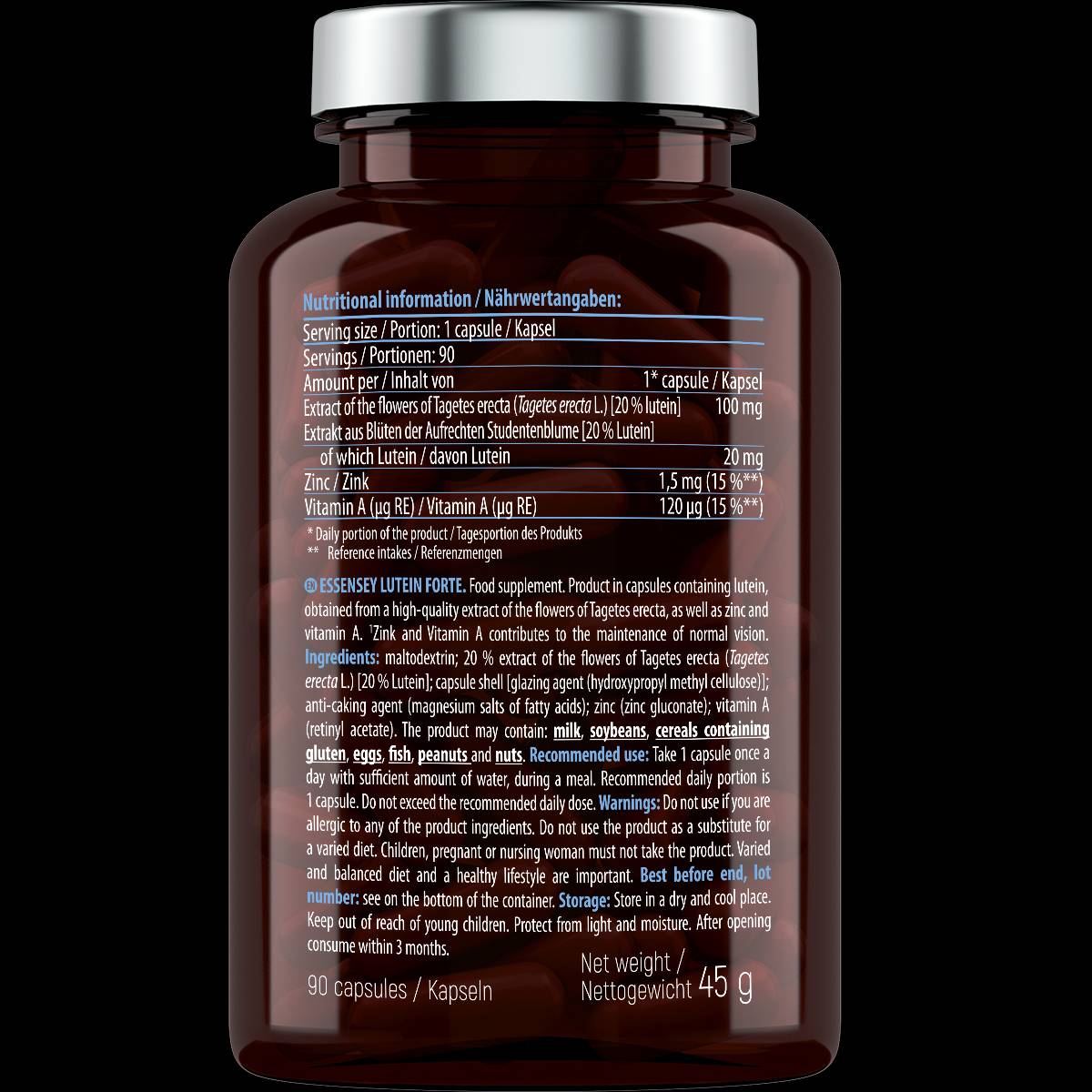 Lutein Forte 20 mg | С цинк и витамин А - 90 капсули