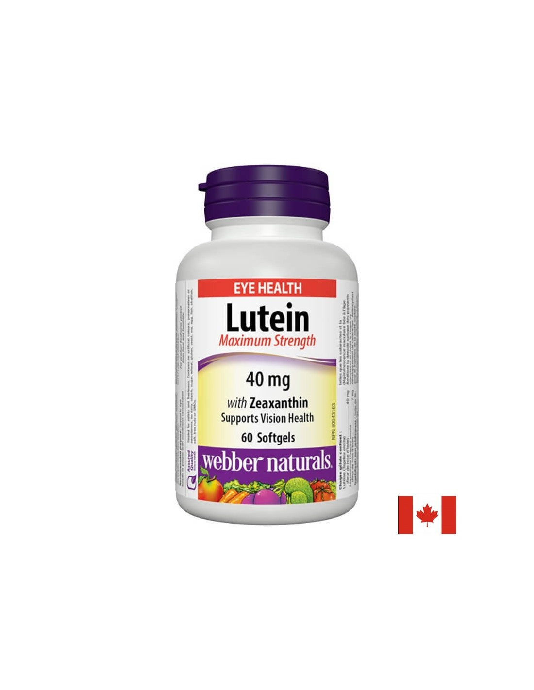 Lutein with Zeaxanthin Extra Strength - Лутеин и зеаксантин - За поддържане на зрението, 60 меки капсули <tc>Webber Naturals</tc>