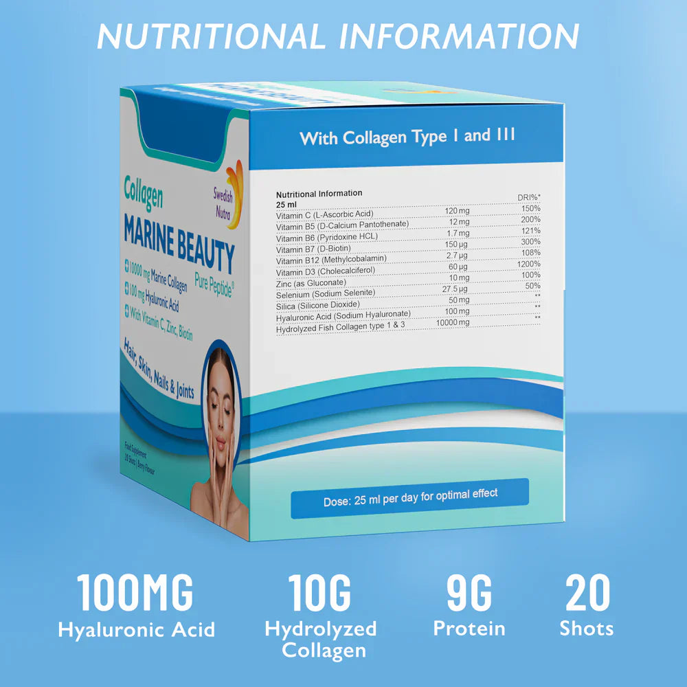 Fish Collagen Marine Beauty 10000 mg с хиалуронова киселина 100 mg /20 x 25 ml /