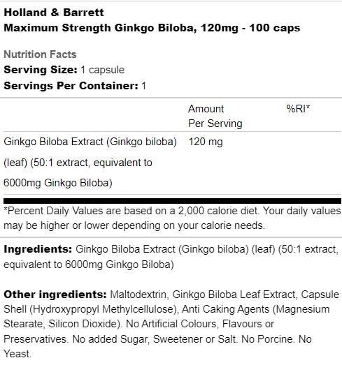 Максимална якост Ginkgo Biloba 120 mg - 100 капсули