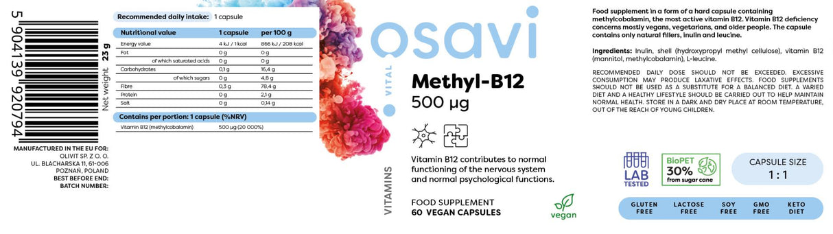 Метил -B12 500 mcg - 60 капсули