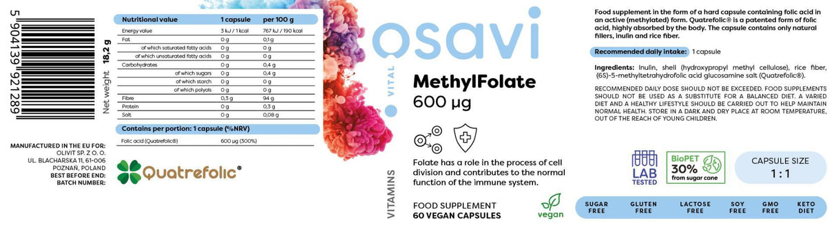 Метилфолат 600 mcg | С Quatrefolic® - 120 капсули