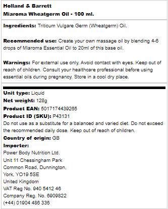 Масло от Miaroma Wheatgerm - 100 ml