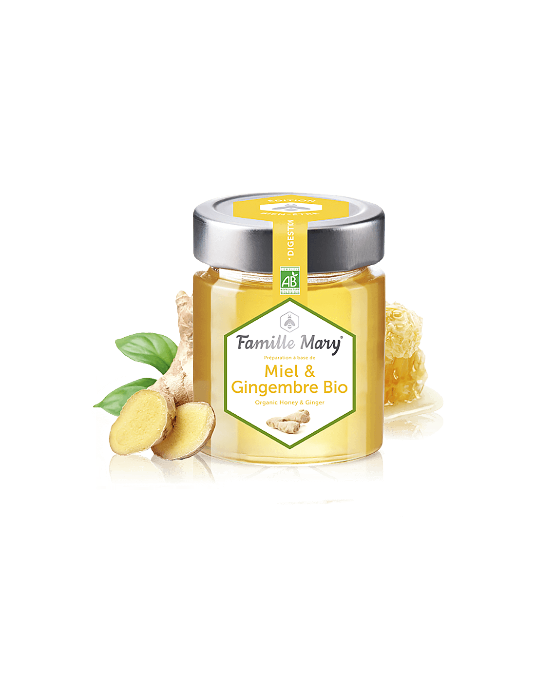Miel et Gingembre Bio / Bio Acacia Honey + Ginger (за добро храносмилане), 170g Famille Mary