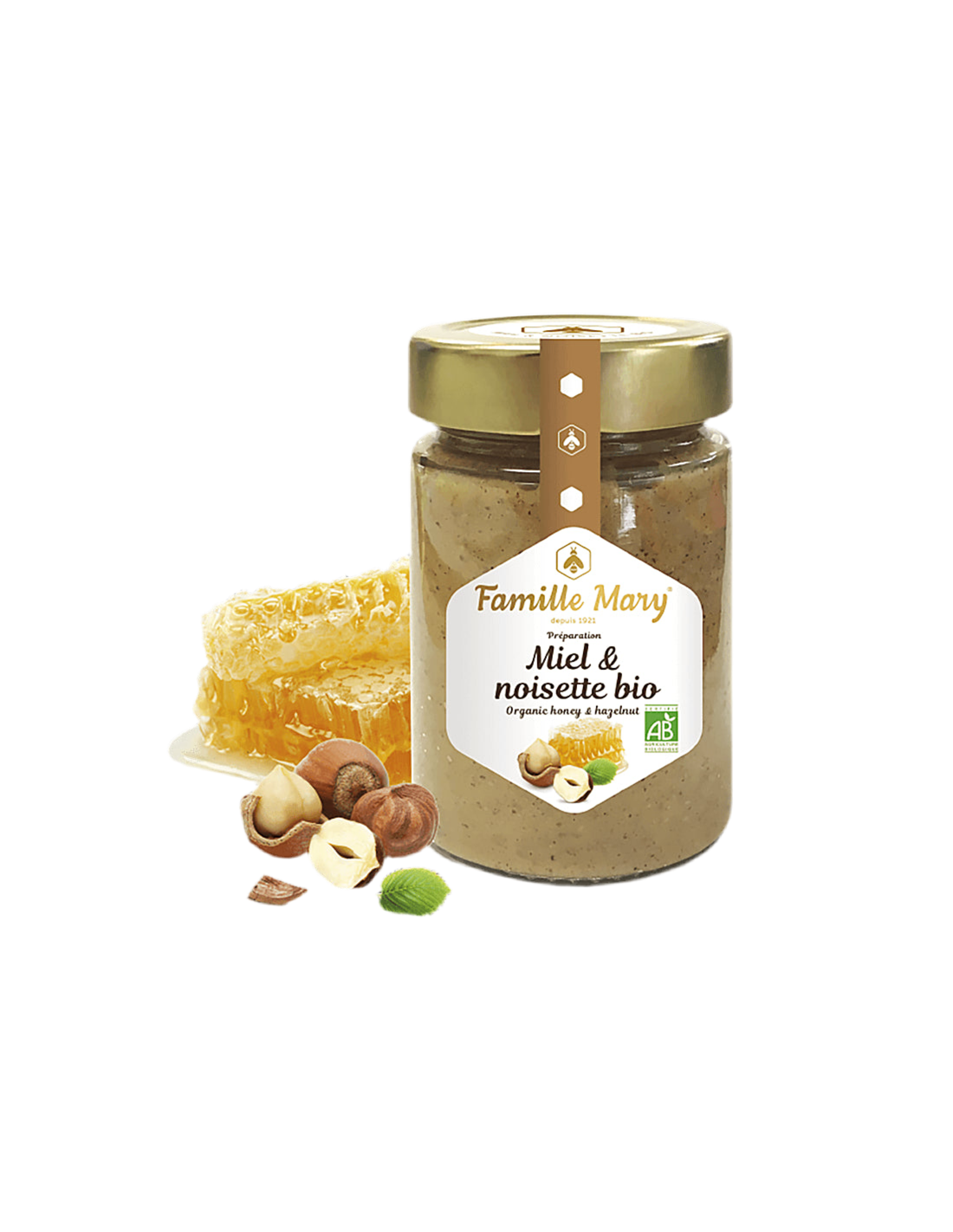 Органичен оцветен мед с лешници - Miele et noisette Bio, 240 g