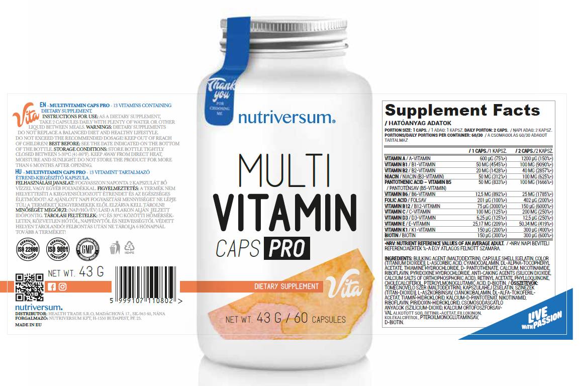 Multivitamin Caps Pro - 60 капсули