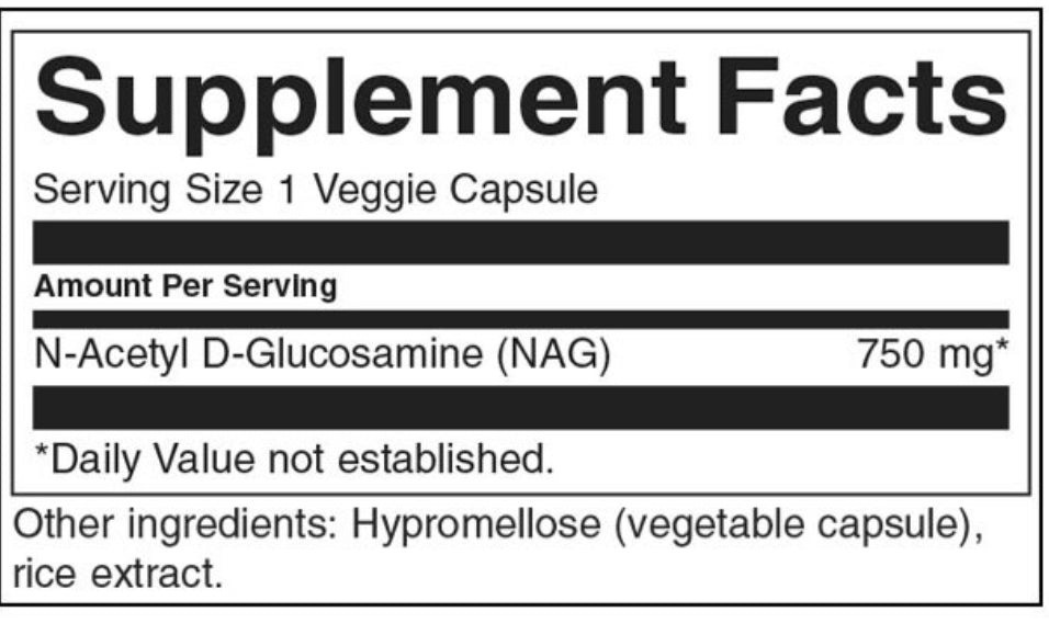 N-ацетил D-глюкозамин (NAG) 750 mg-60 капсули