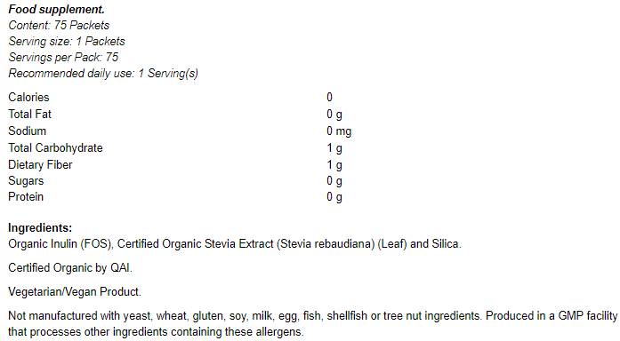 По -добра стевия Organic - 75 пакета