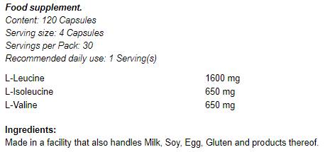 Аминокиселини с разклонена верига / BCAA - 120 капсули