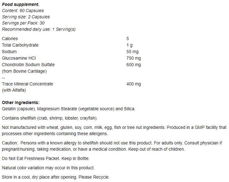 Глюкозамин и хондроитин с минерален концентрат на следи - 120 капсули