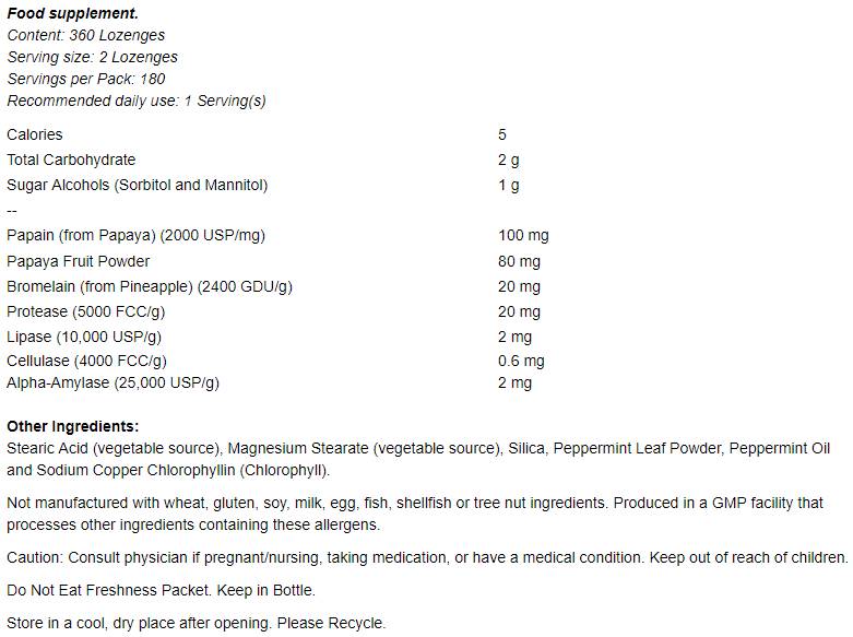 Папая ензими - 360 дъвчащи таблетки