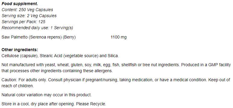 Трион Palmetto плодове 550 mg - 250 капсули