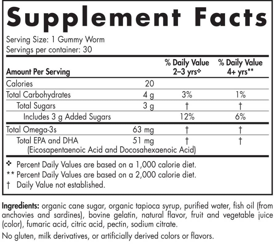 Nordic Omega -3 Gummy Worms 63 mg - 30 дъвчащи гел капсули
