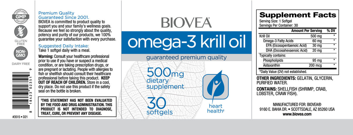 Омега-3 крил масло 500 mg / 30 softgels