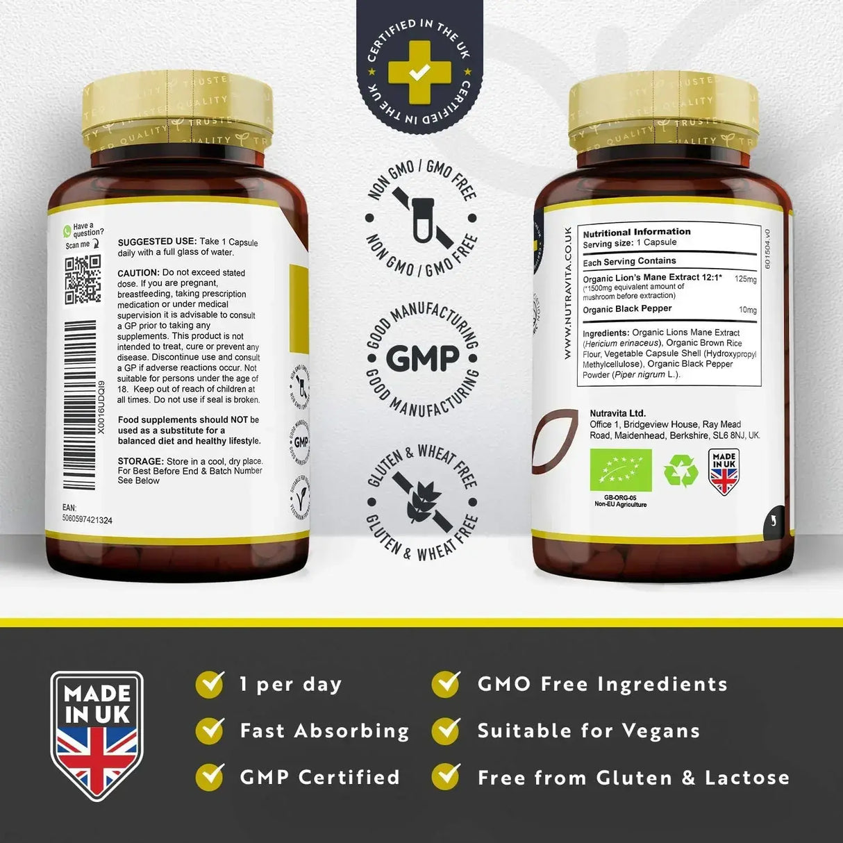 Органична Лъвска грива 120 Vcaps. <tc>Nutravita</tc>