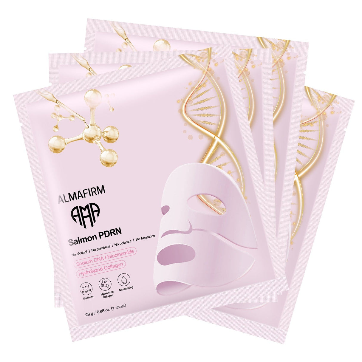 Korean face mask with salmon DNA, peptides, collagen, panthenol and niacinamide - 4 pieces in a box - Nutra Best Europe