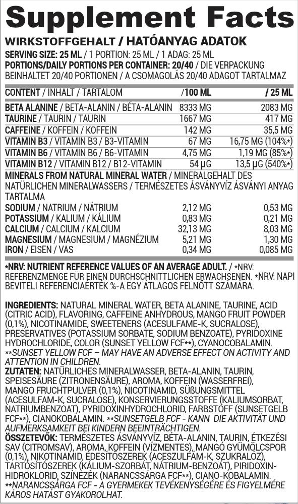 PWO течен поток | Течна предварителна тренировка - 500 ml