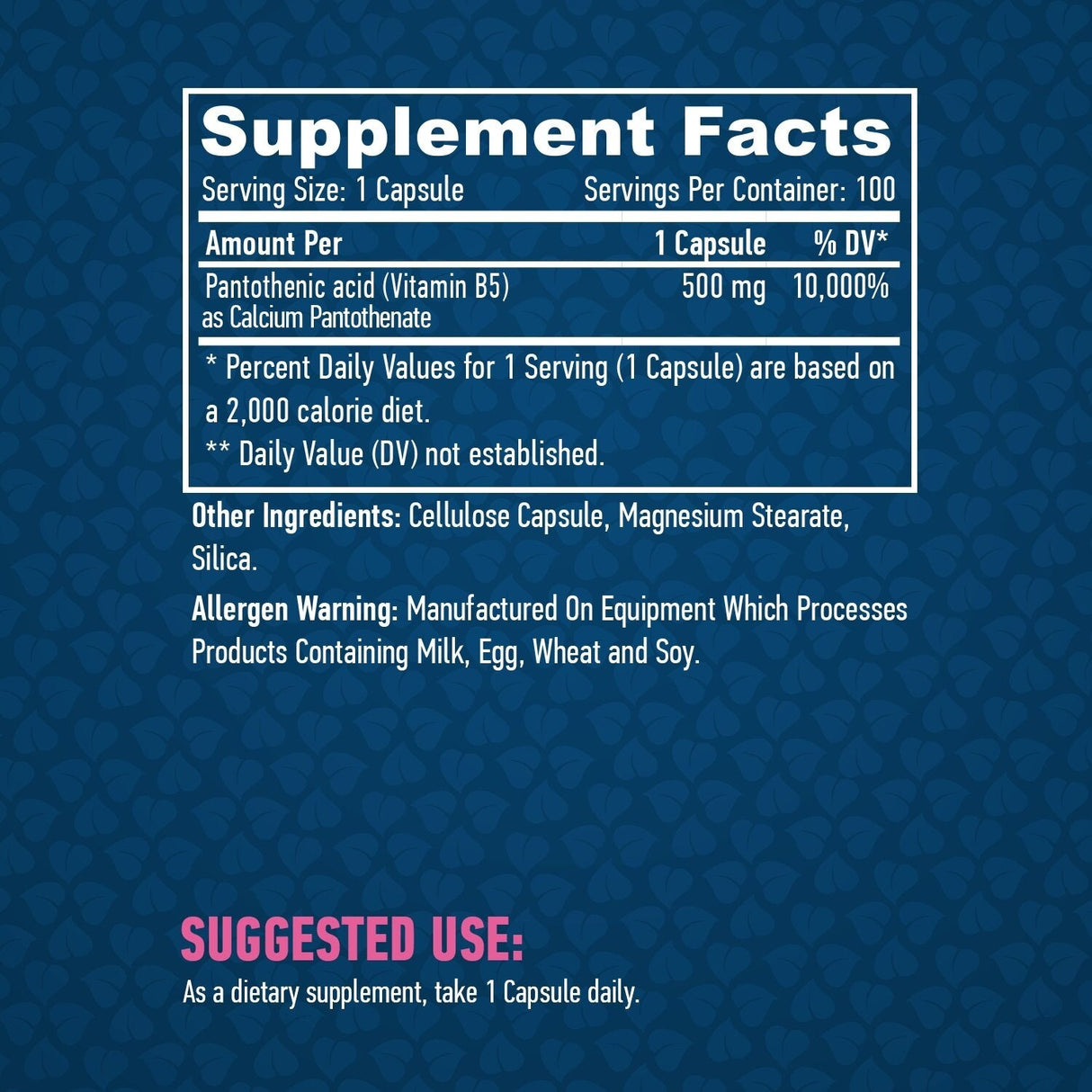 Пантотенова киселина 500 mg / 100 vcaps