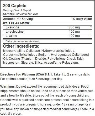 Platinum BCAA 8: 1: 1 - 200 капчета