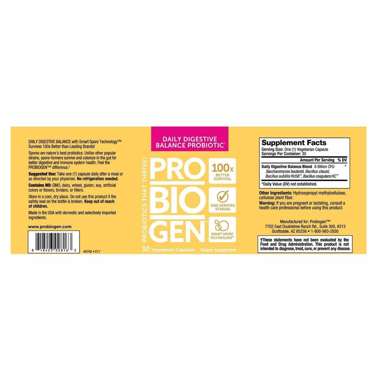 <tc>Probiogen</tc> Дневен Храносмилателен Баланс - Пробиотик - 30 капсули