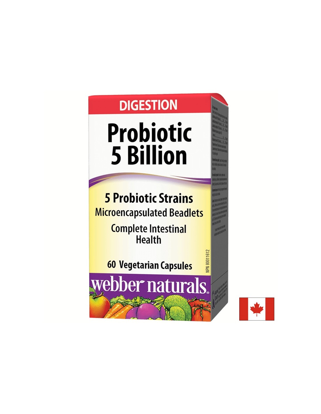 Пробиотик/ Пробиотик 5 щама, 5 милиарда активни пробиотици х 60 капсули <tc>Webber Naturals</tc>