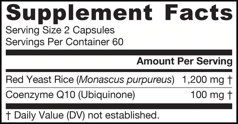 Червен дрожди ориз 1200mg + Coq10 100mg - Червен дрожди ориз + Coenzyme Q10 120 капачки