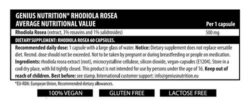 Rhodiola rosea 500 mg - 60 капсули