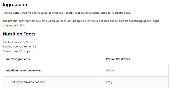 Rhodiola Rosea капки | Rhodiola root екстракт 30 ml