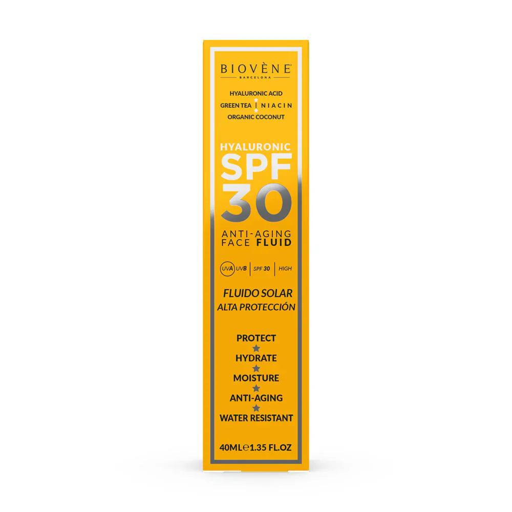 Овлажняващ слънцезащитен крем за лице SPF 30 с хиалуронова киселина против стареене - 40 ml