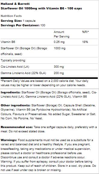 Starflower Oil 1000mg | С витамин В6 - 100 капсули