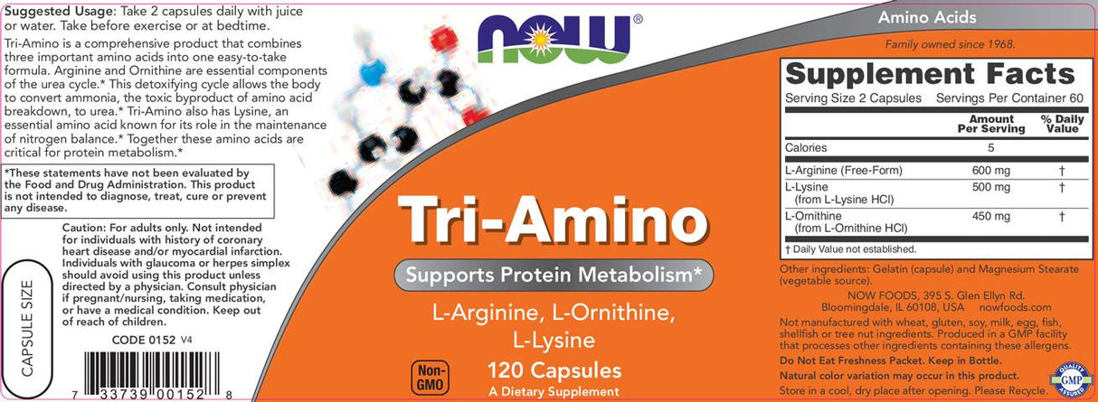 Три-амино / L-аргинин L-ornithine l-lysine-120 капсули