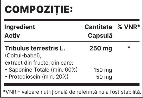 Tribul 250mg | Екстракт от Tribulus Terrestris - 60 капсули