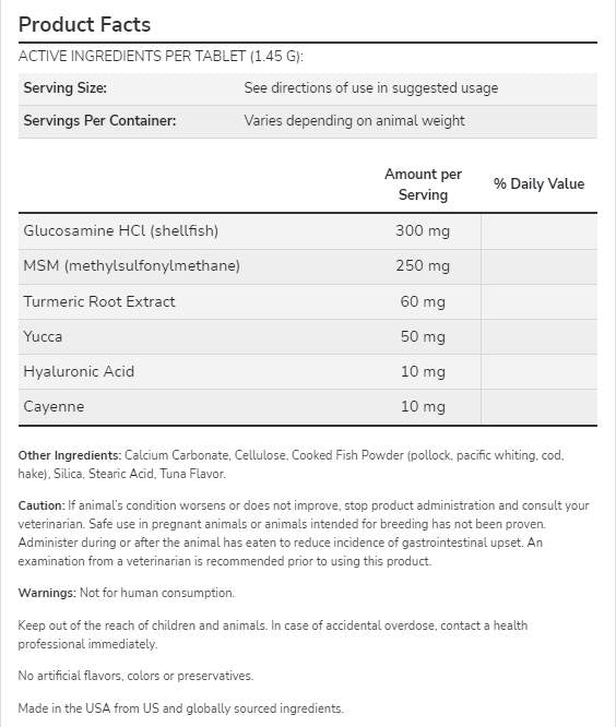 Съвместна поддръжка дъвчене таблетки | За кучета и котки - 90 дъвчащи таблетки