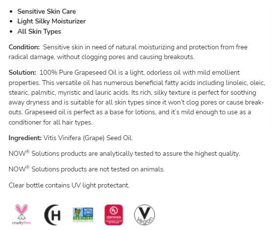 Грозково масло | 100% чиста чувствителна грижа за кожата - 473 ml