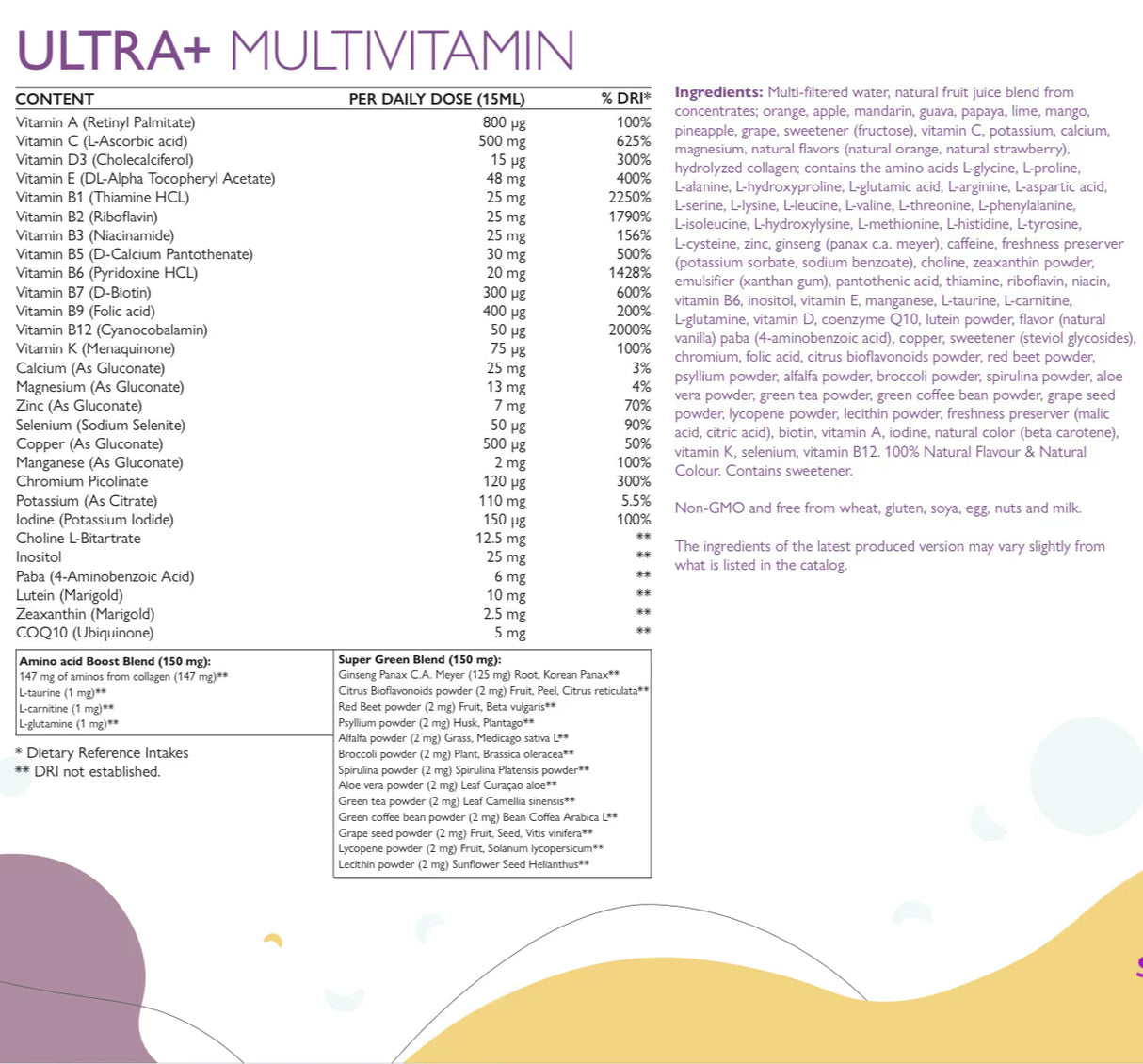 Ultra + - витамини + минерали + зелена смес + колаген /500 ml /