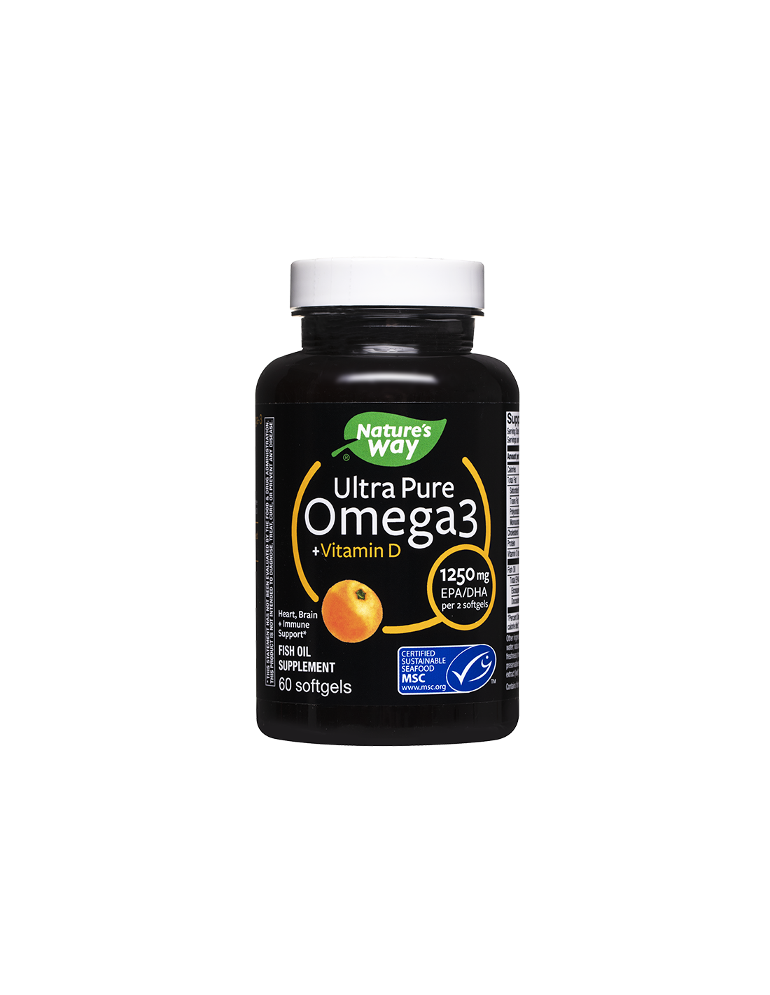 Ultra Pure Omega-3 + витамин D3- Ultra Pure Omega-3 1250 mg + витамин D3 1000 IU, 60 Softgel Capsules Nature's Way