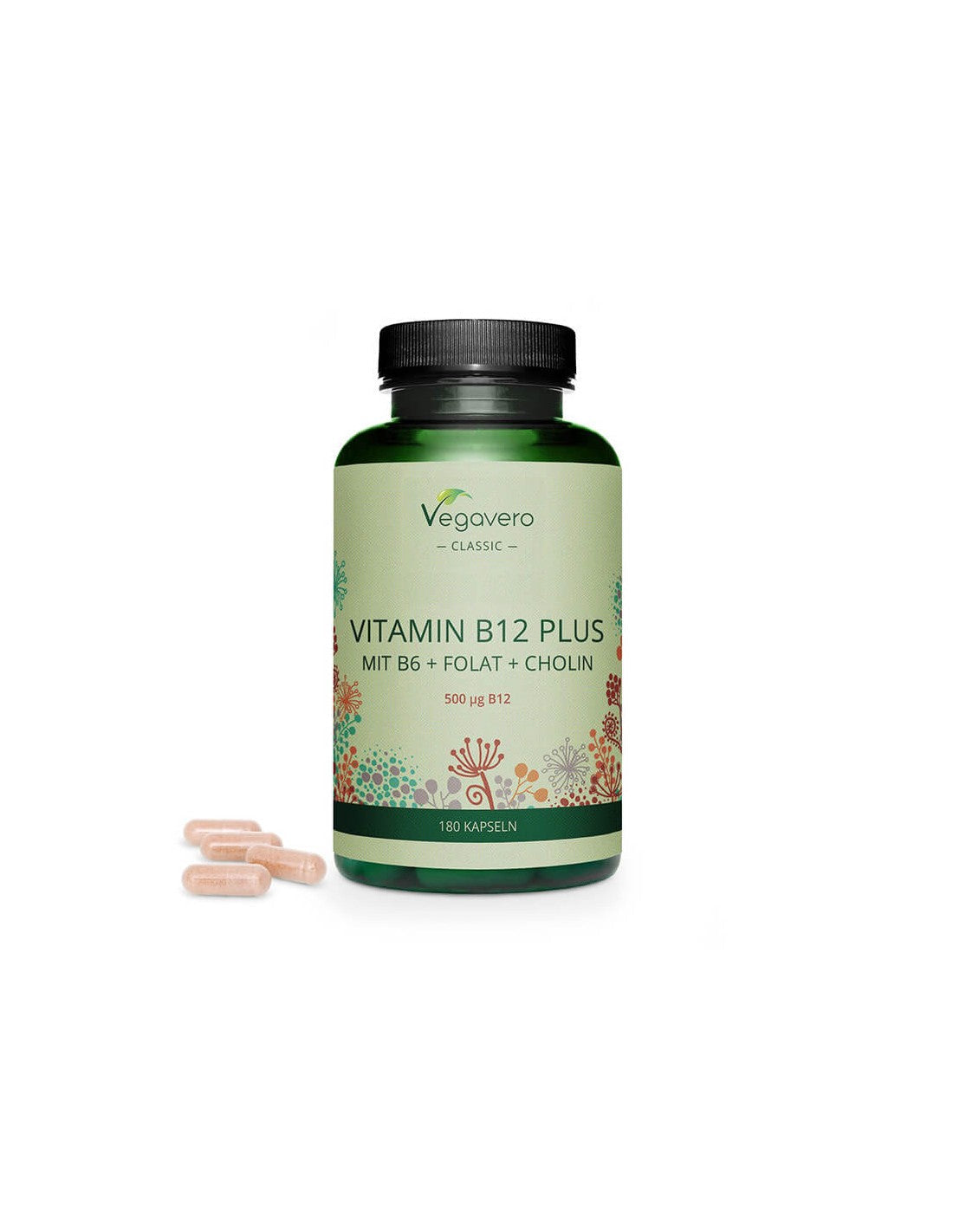 Vitamin B12 Plus (Mit B6+ Folate + Cholin) - Витамин B12 + витамин B6, фолат и холин, 180 капсули <tc>Vegavero</tc>