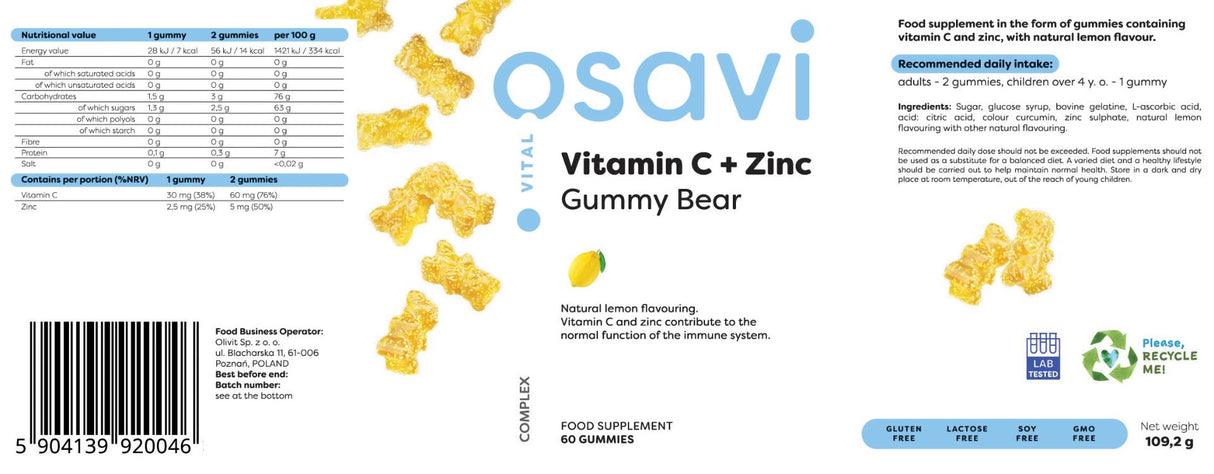Витамин С + Цинк | Gummy Bear - 60 Gummy Candies