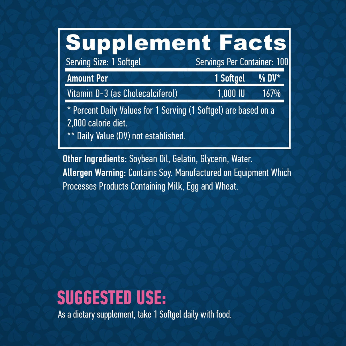 Витамин D-3 /1000 IU / 100 Softgels